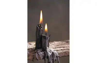 Black candle dripping wax