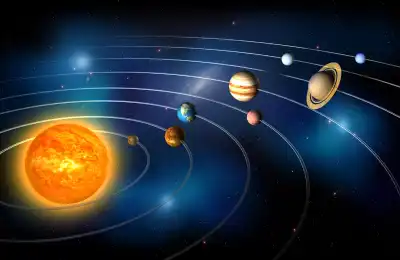 Image of planets moving around the sun.