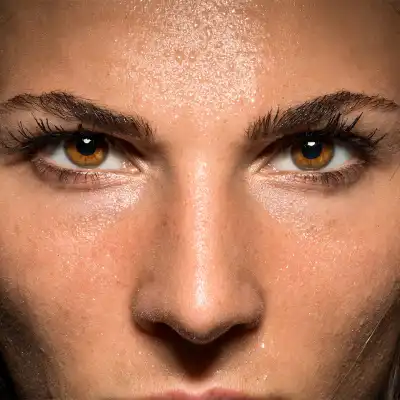 Female athlete concentrating close-up