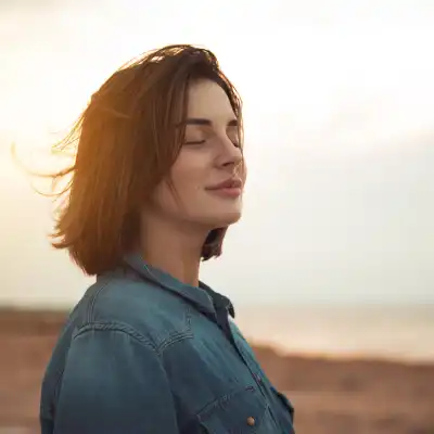 calm woman with eyes closed