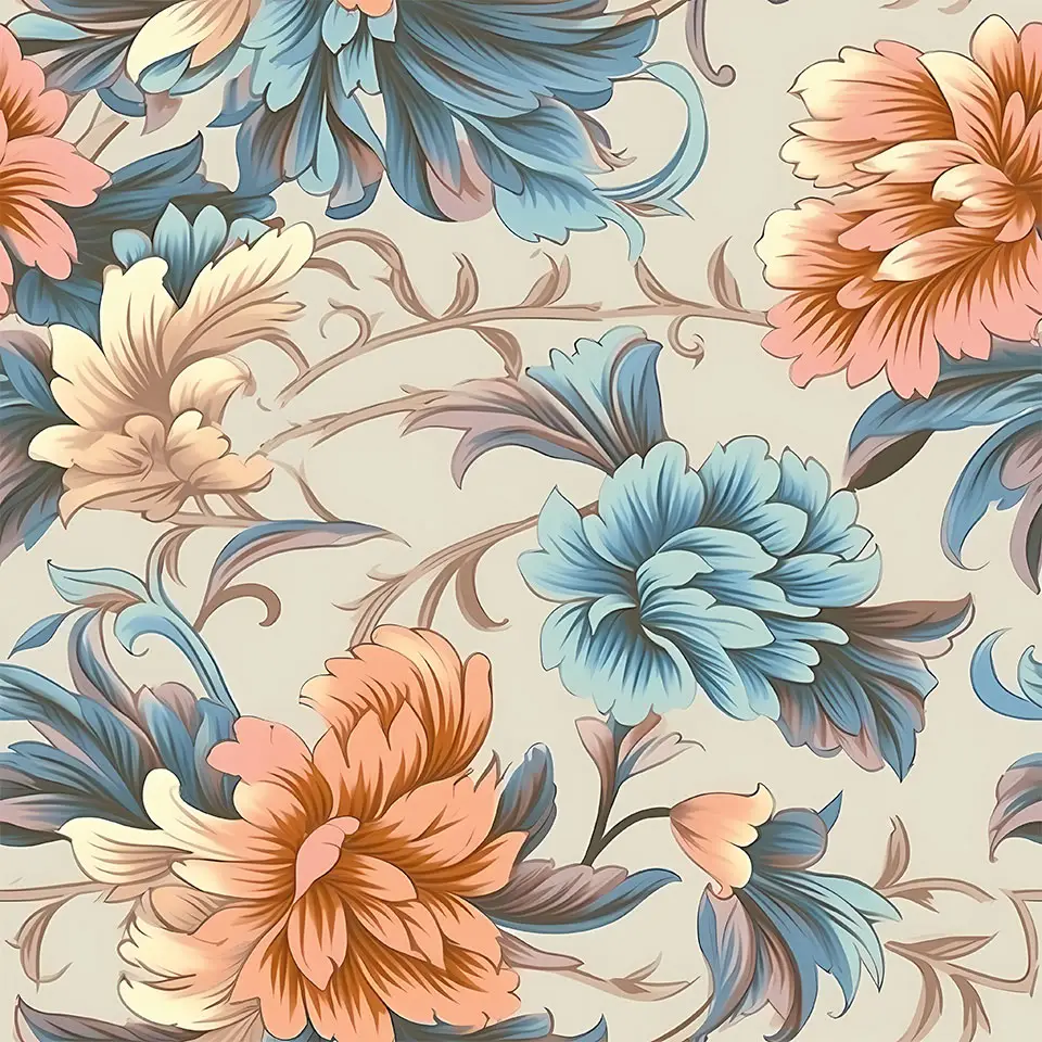 Illustrated repeating floral pattern