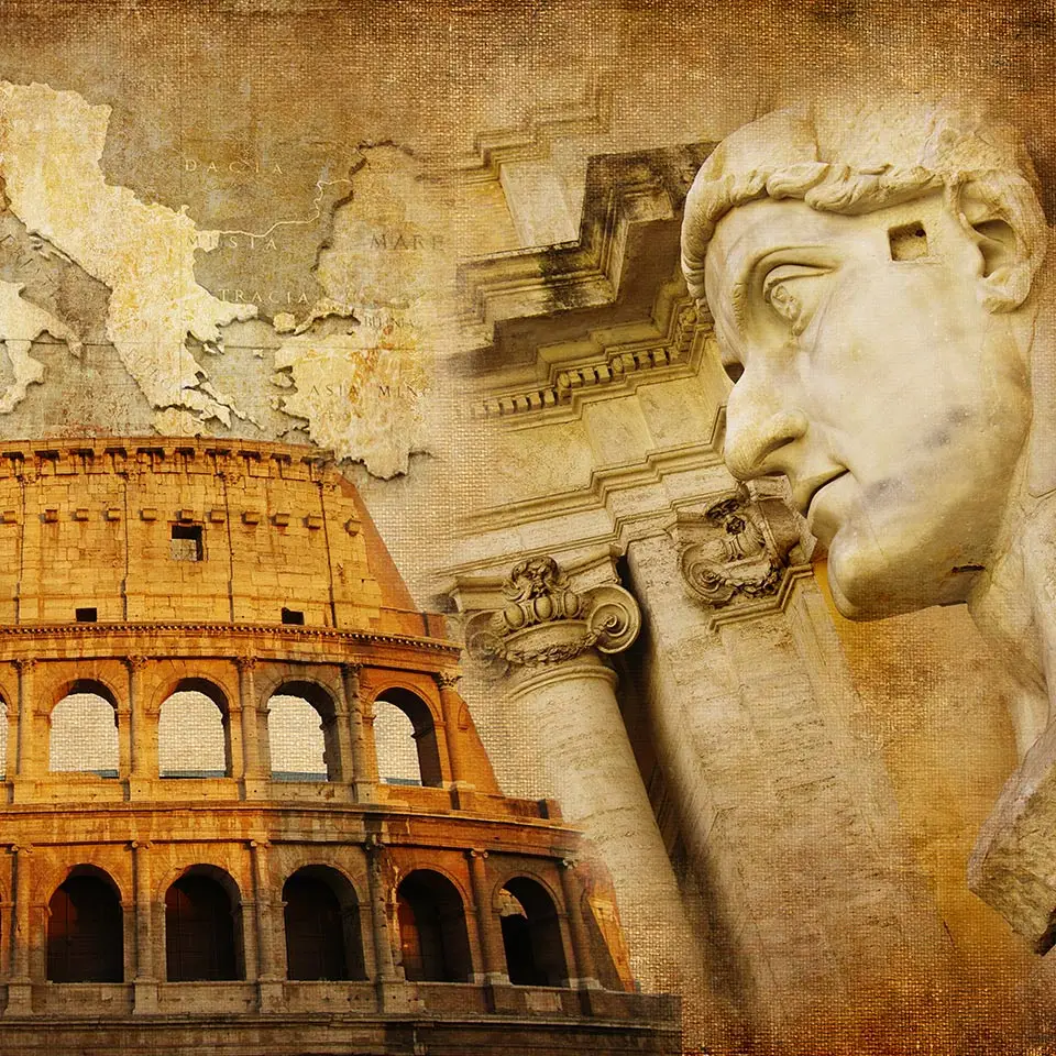 Collage of images of the Roman empire