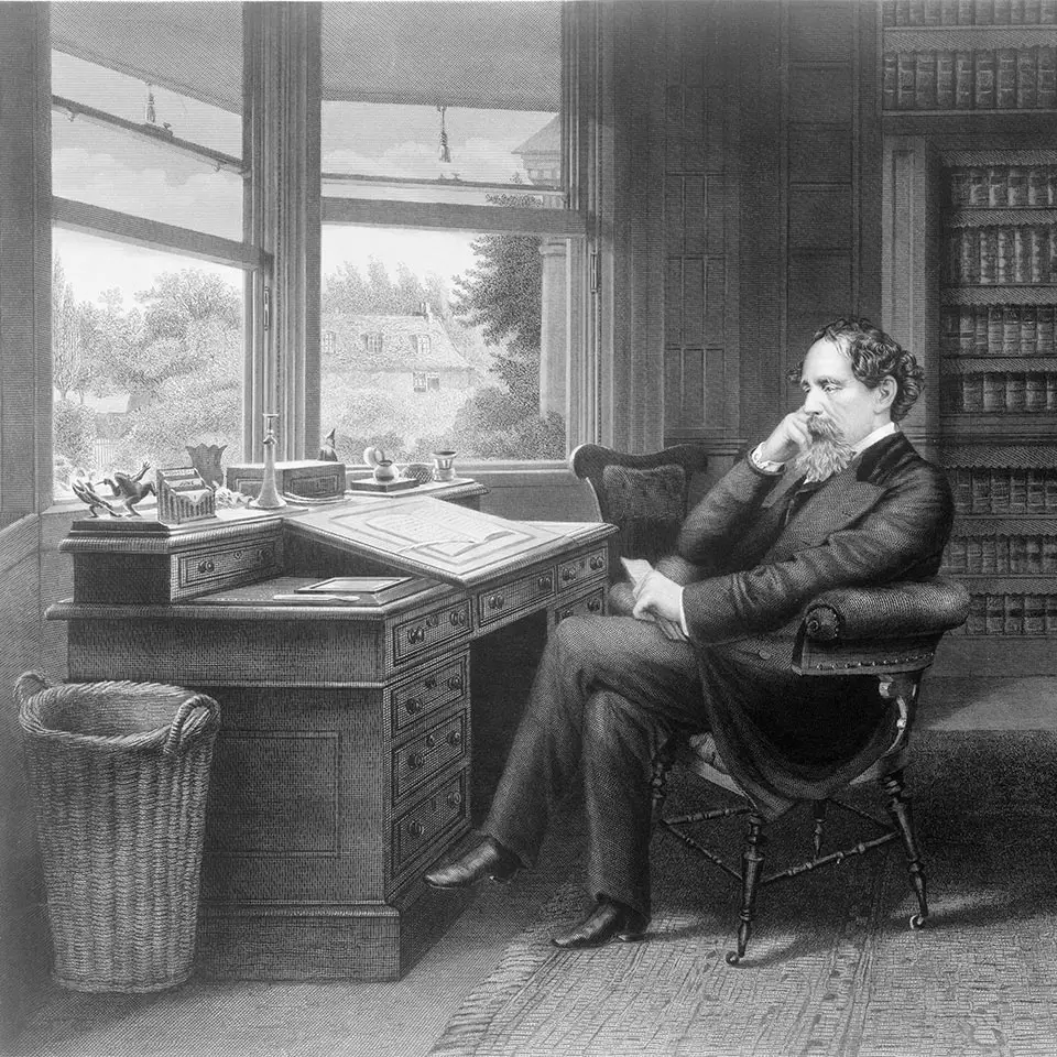 A portrait of Charles Dickens in his study at Gad's Hill Place.