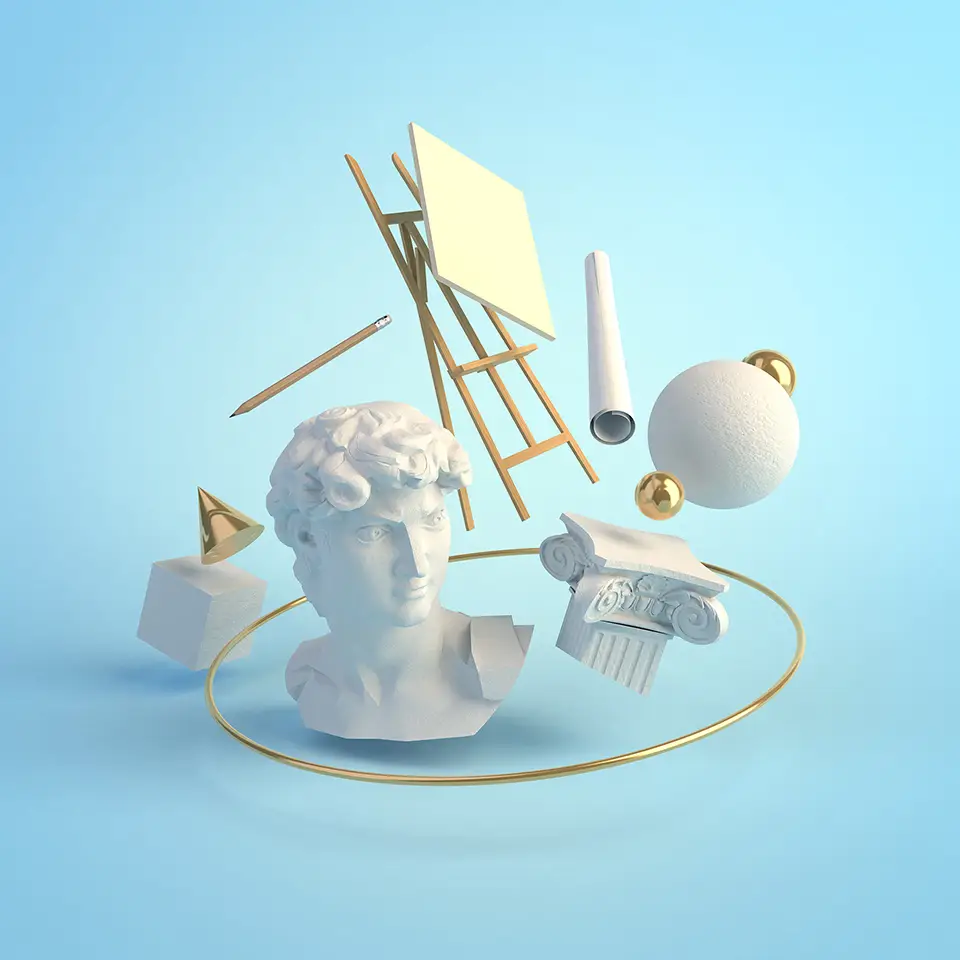 3d illustration concept of the art that was created during the Renaissance