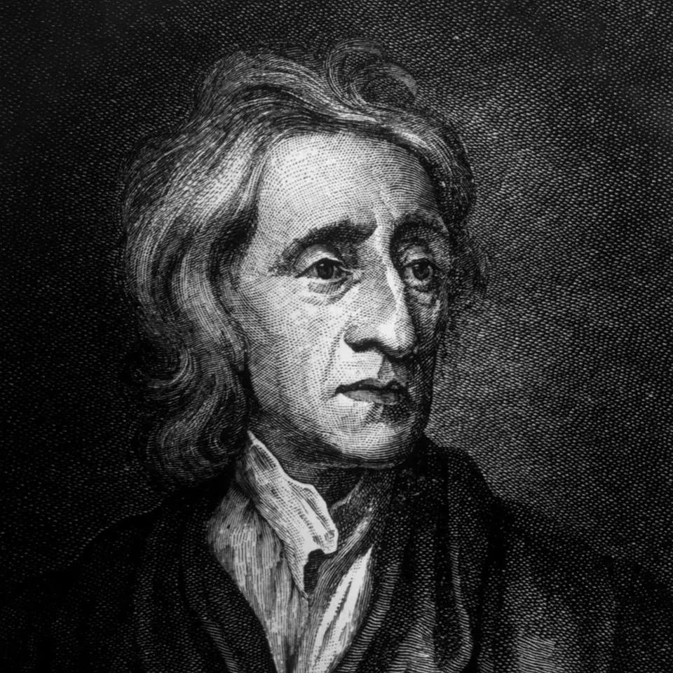 A black-and-white illustration of John Locke – a prominent figure of the Enlightenment in the 18th century