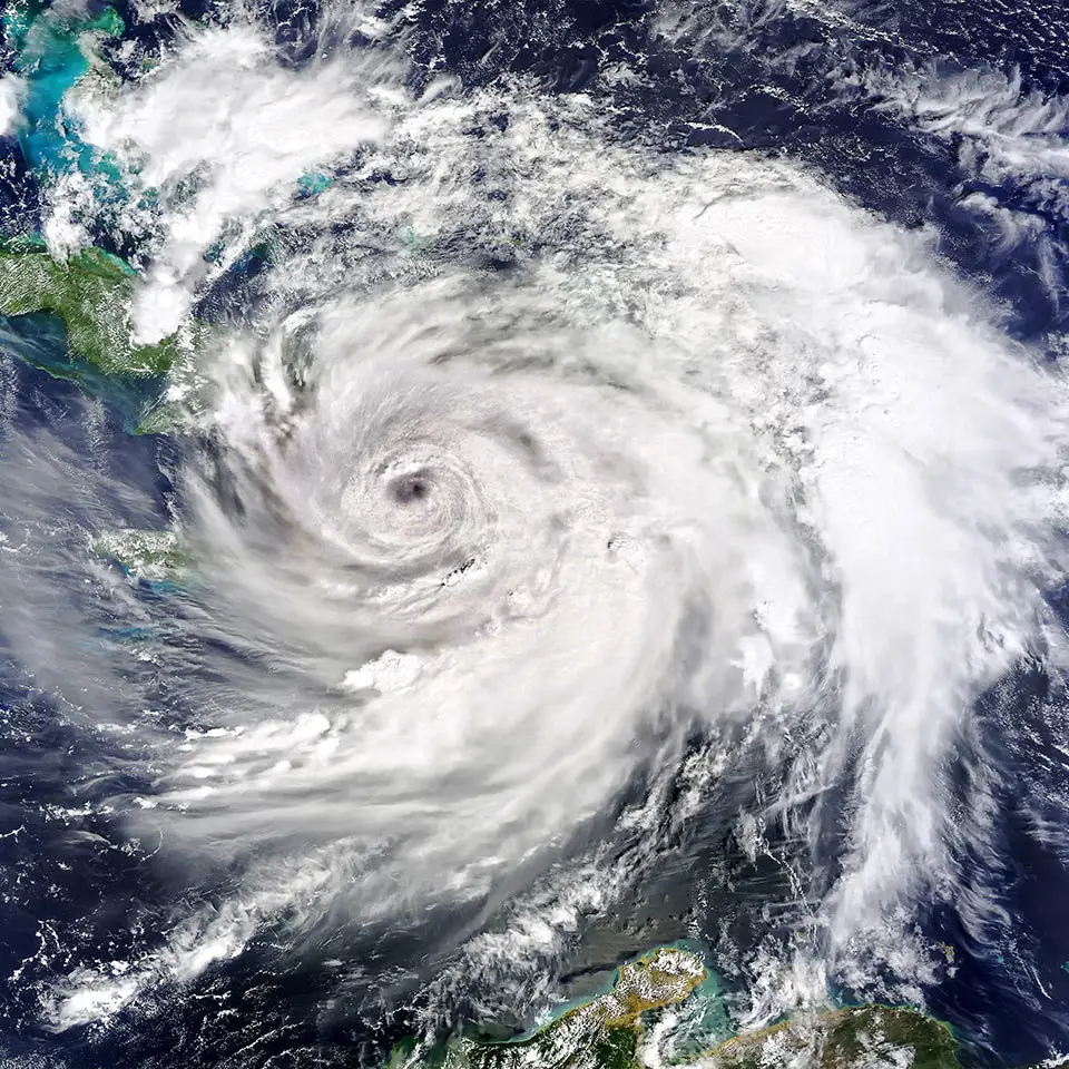 A satellite view of Hurricane Matthew as it hit Haiti