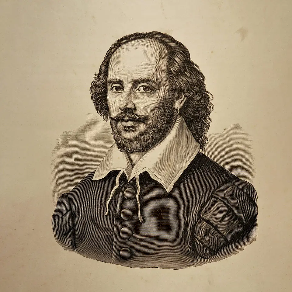 Illustration of William Shakespeare taken from the Dramatic Works by William Shakespeare