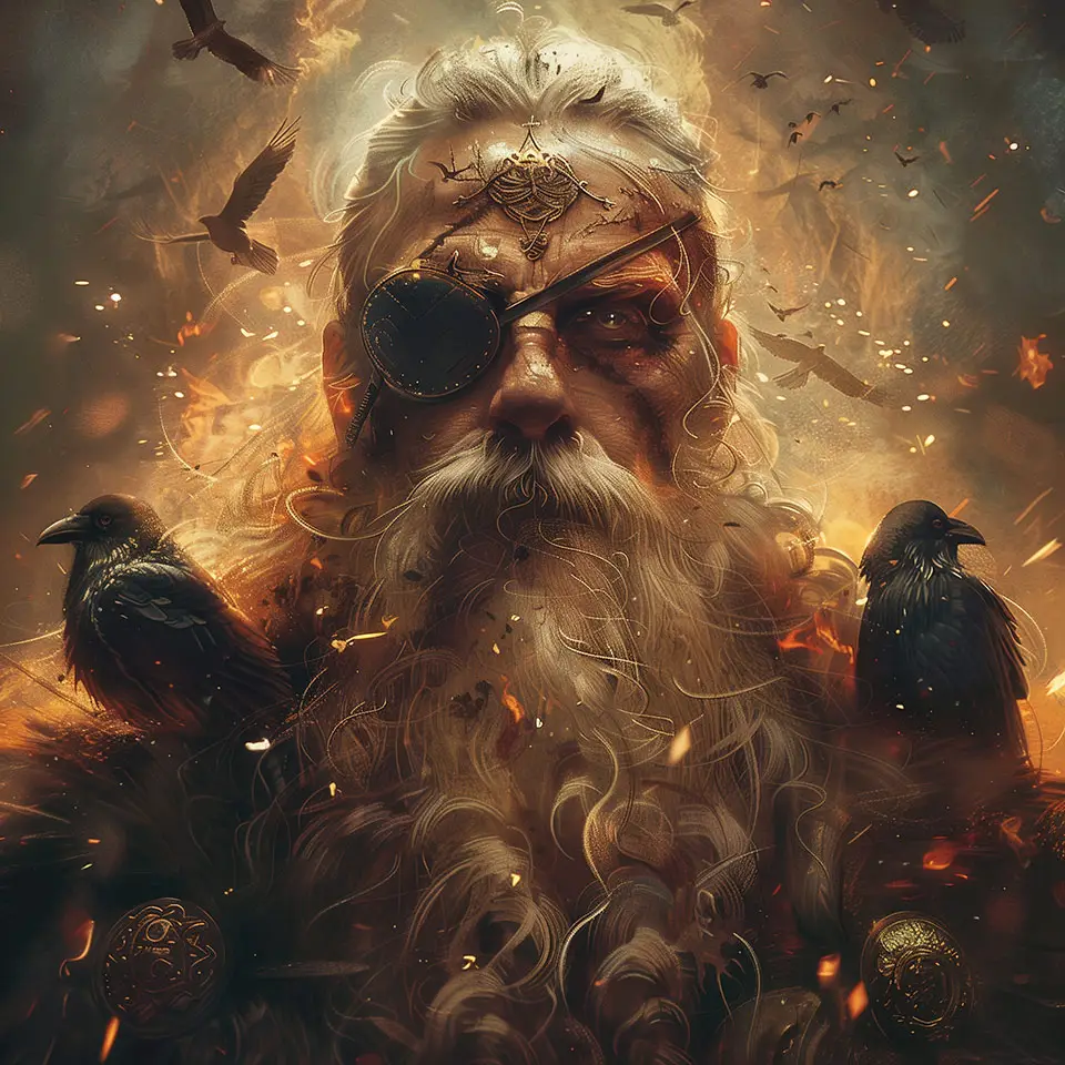 Illustration of Odin, the Norse god of magic
