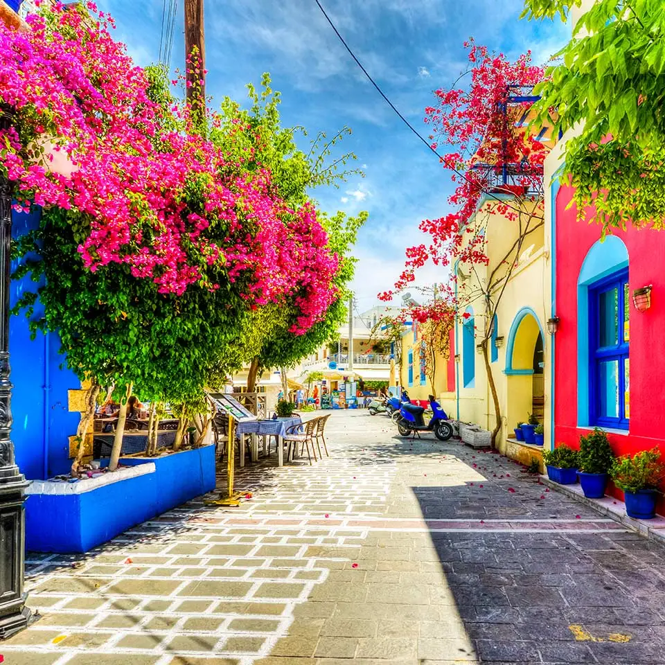 Beautiful street view in Kos Island, Greece