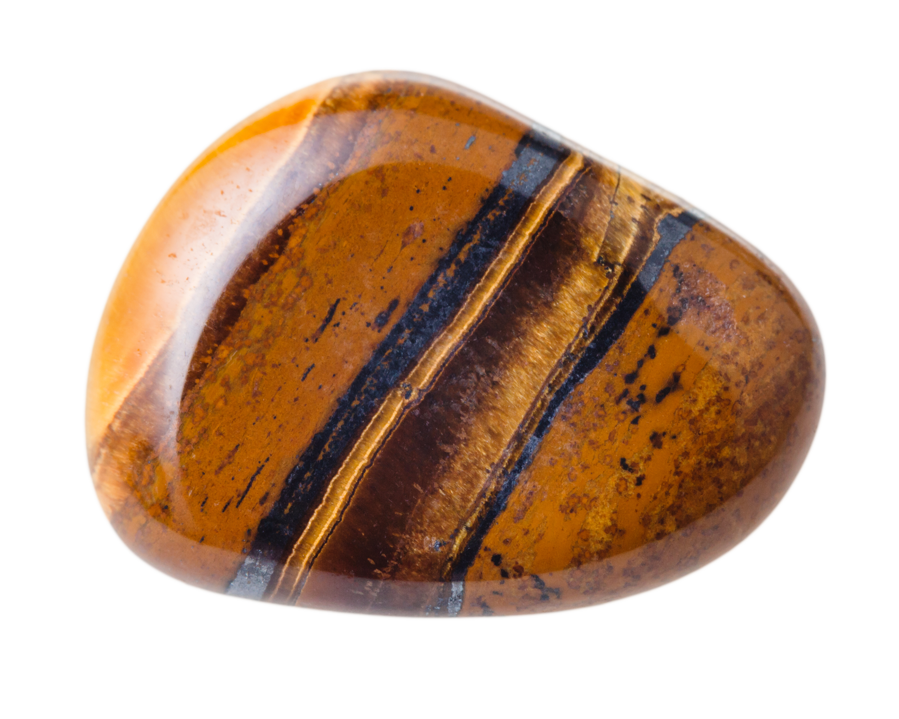 A piece of Tiger's Eye on a white background