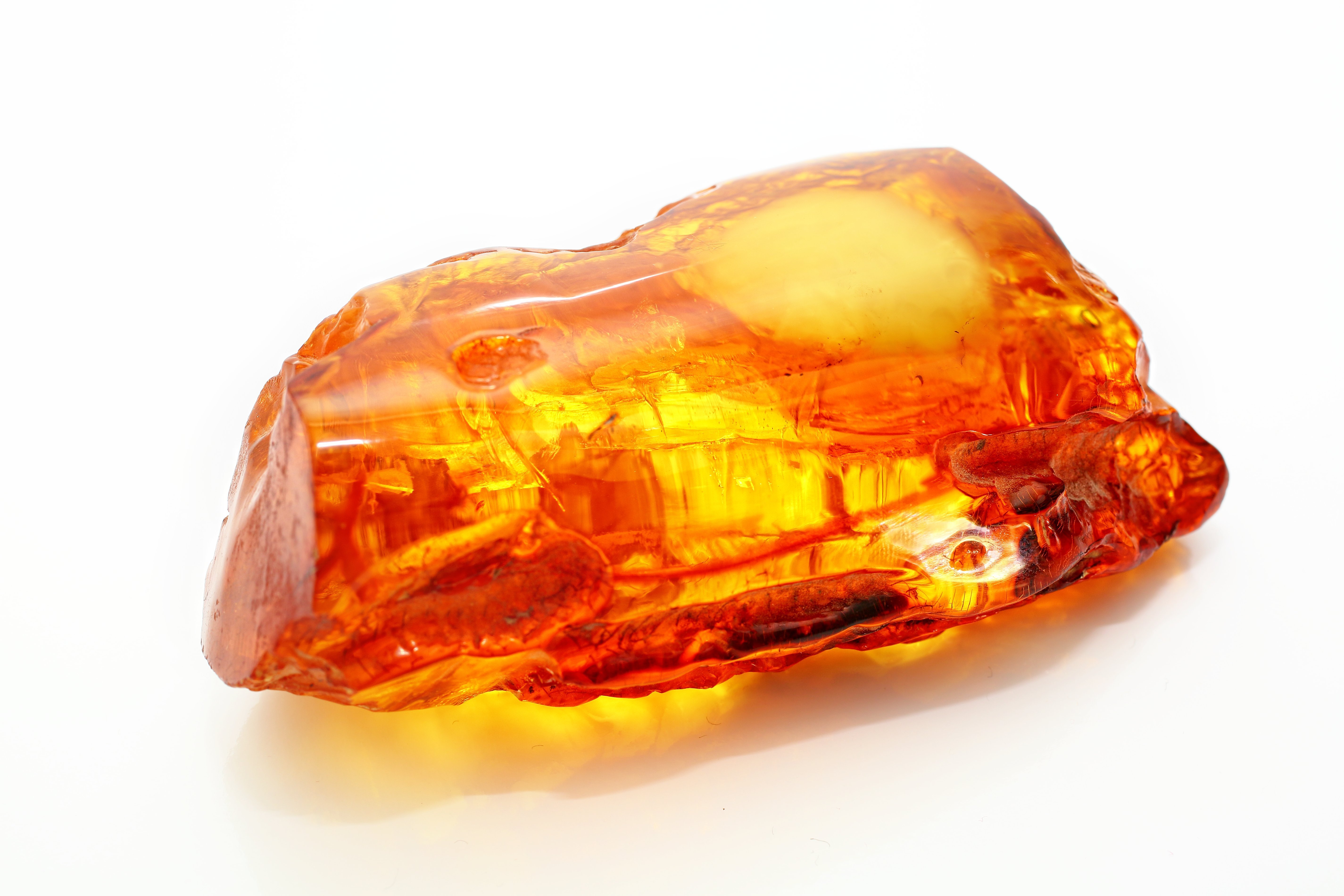A piece of Amber on a white background