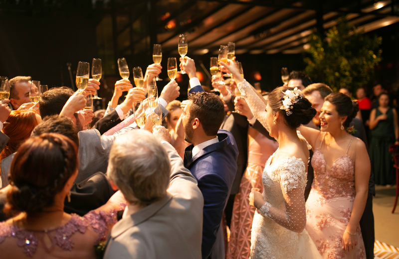 Image of a wedding toast.