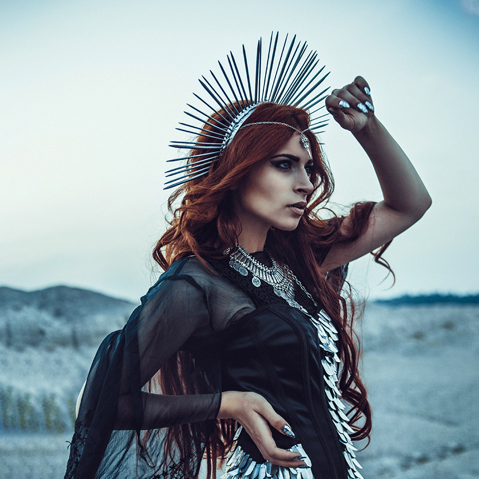 Woman dressed as the Greek goddess, Hecate