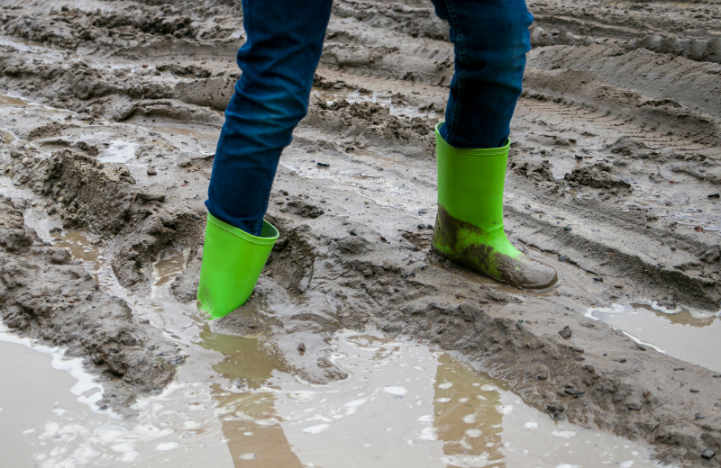 An image of someone stuck in the mud.