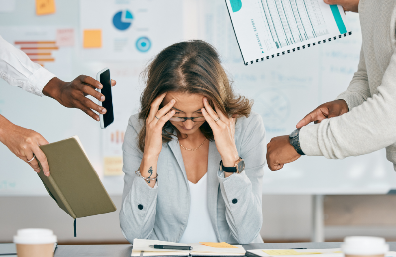 Image of someone experiencing burnout at work.