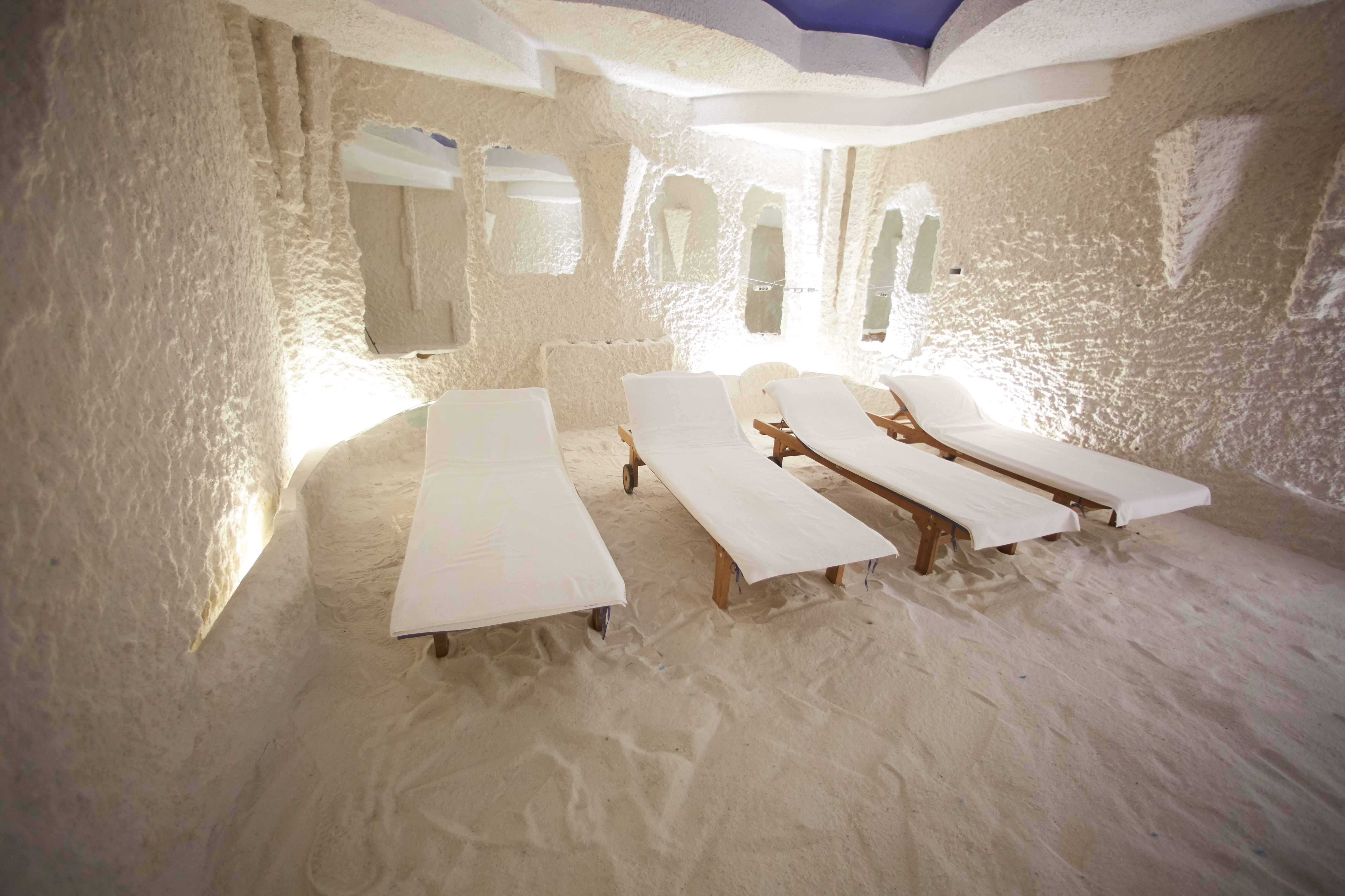 Beds in a salt cave