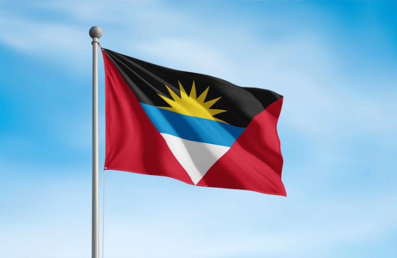Antigua and Barbuda Flag on pole