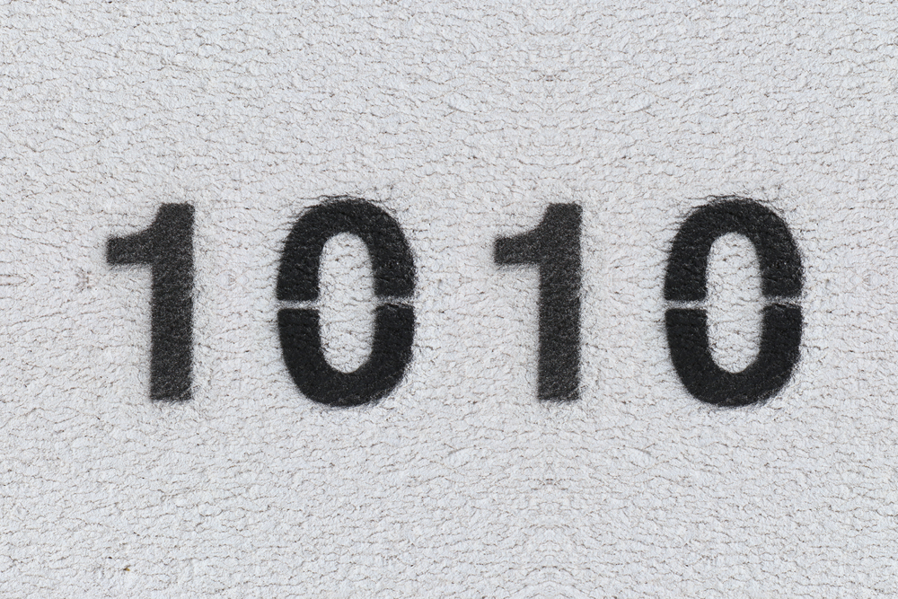 1010 written in black on a white background