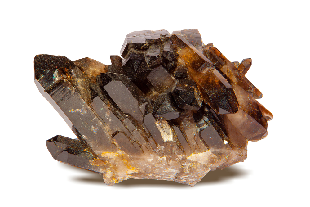 A piece of Smoky Quartz on a white background