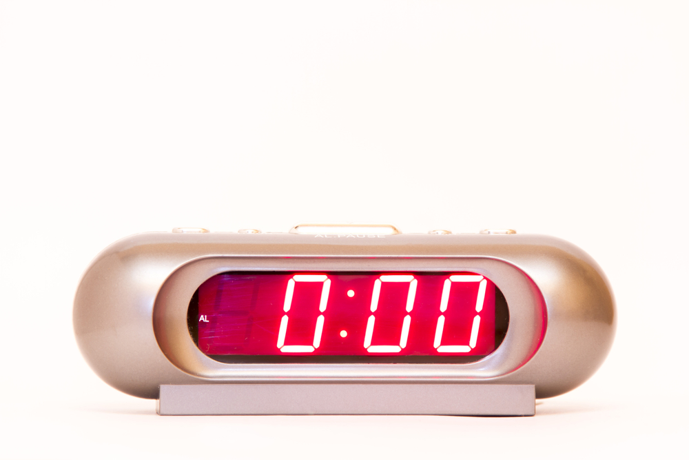 0:00 on a digital clock