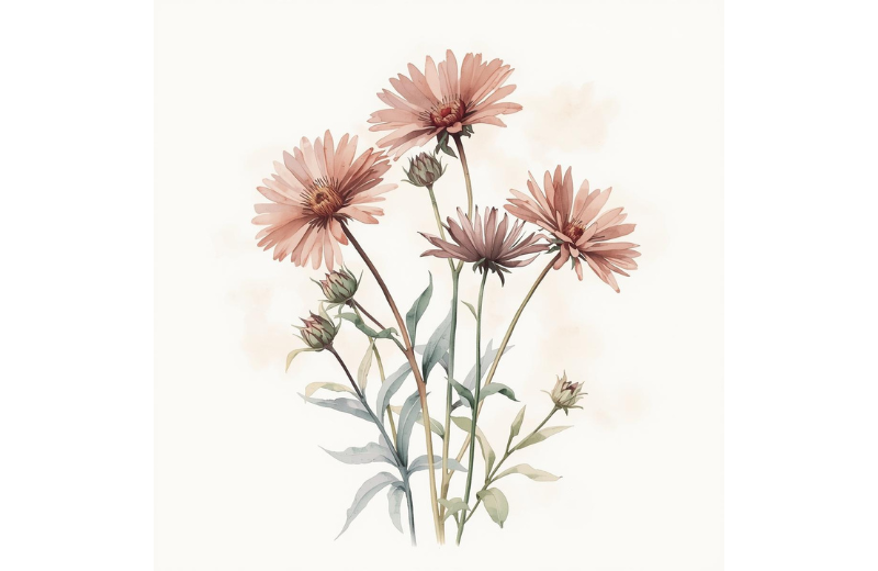 aster september birth flower artwork