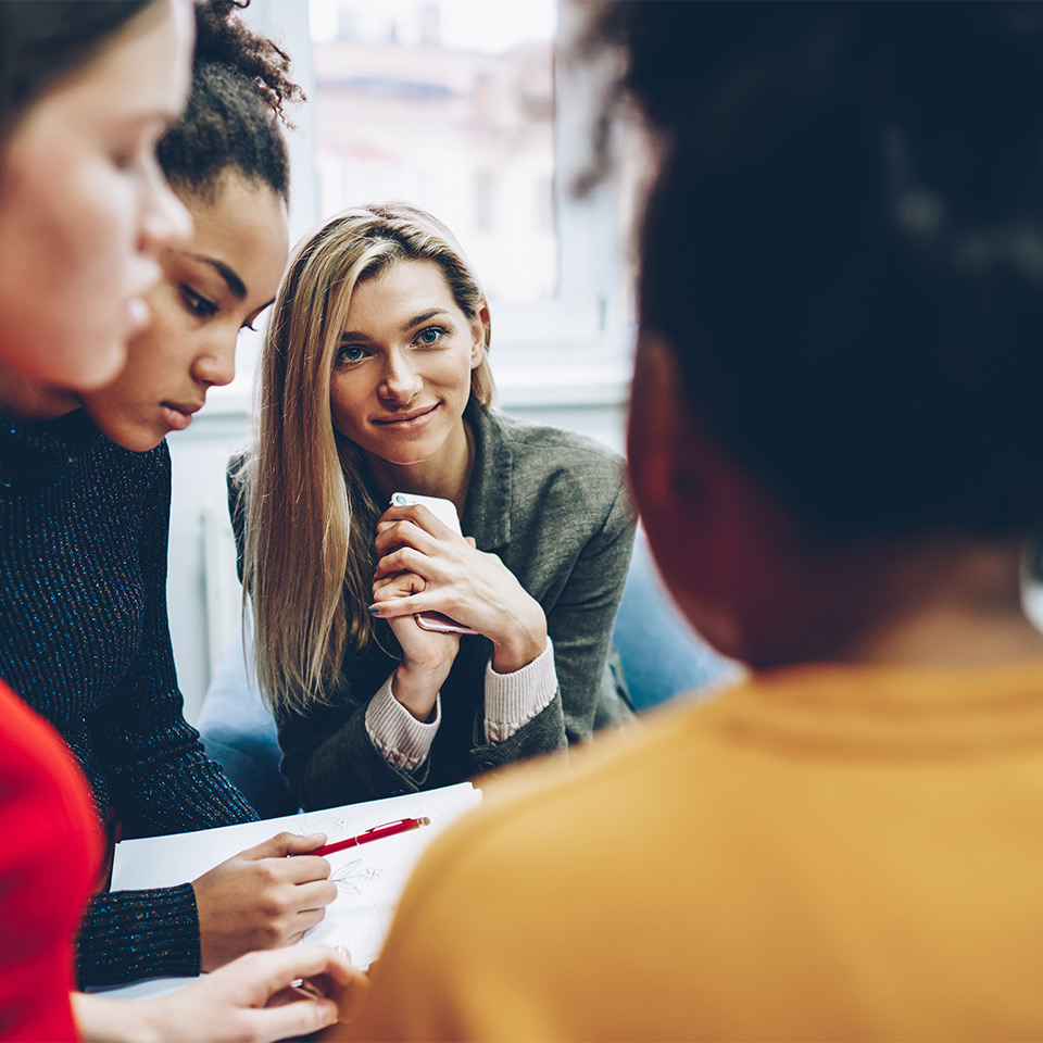 Group of women working together on a job