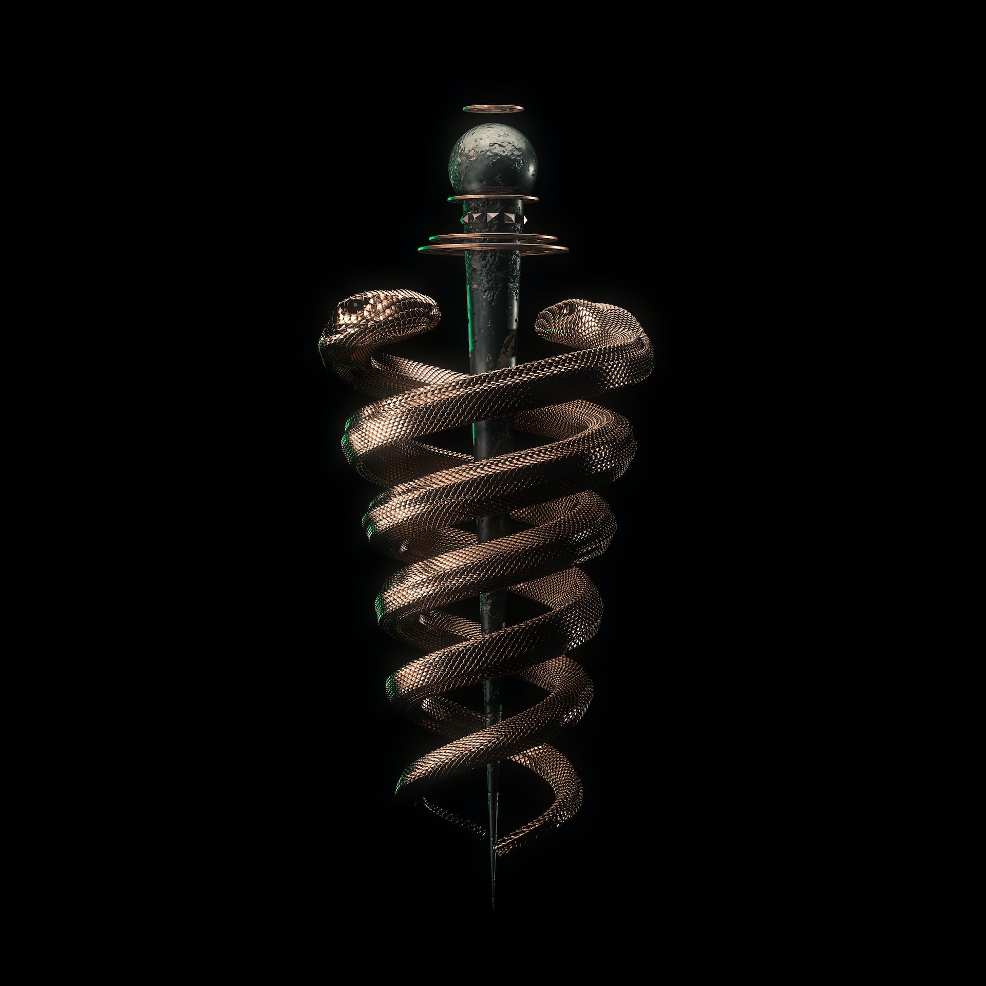 Caduceus healing symbol.