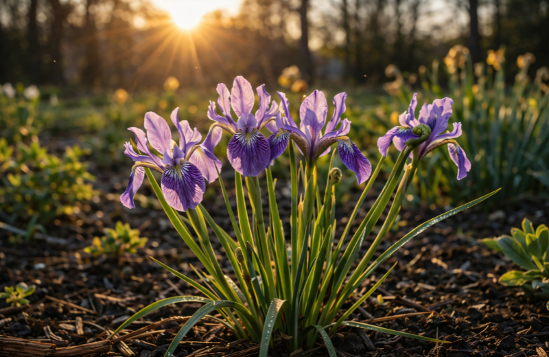 purple wild iris flowers