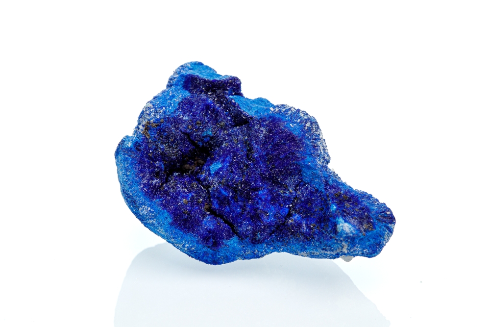A piece of Azurite on a white background