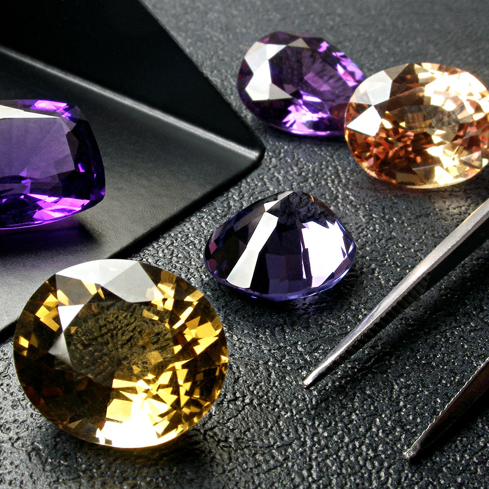A collection of natural precious gemstones