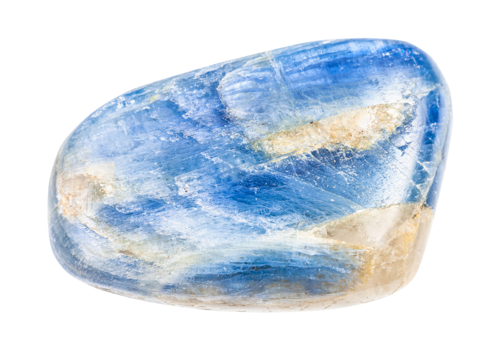 A piece of Kyanite on a white background