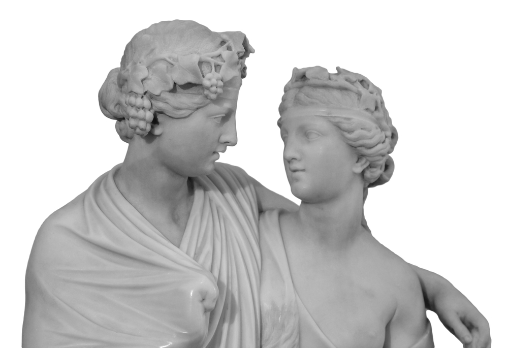 Statue of Dionysus with his arm around Ariadne