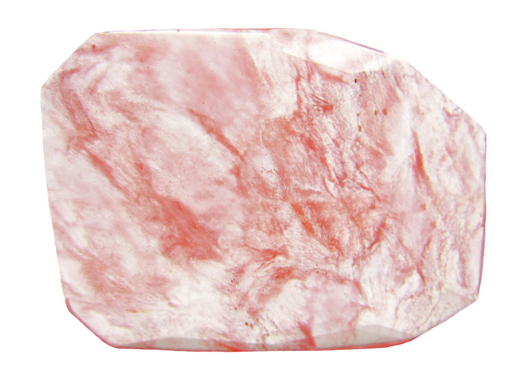 A piece of Pink Chalcedony on a white background