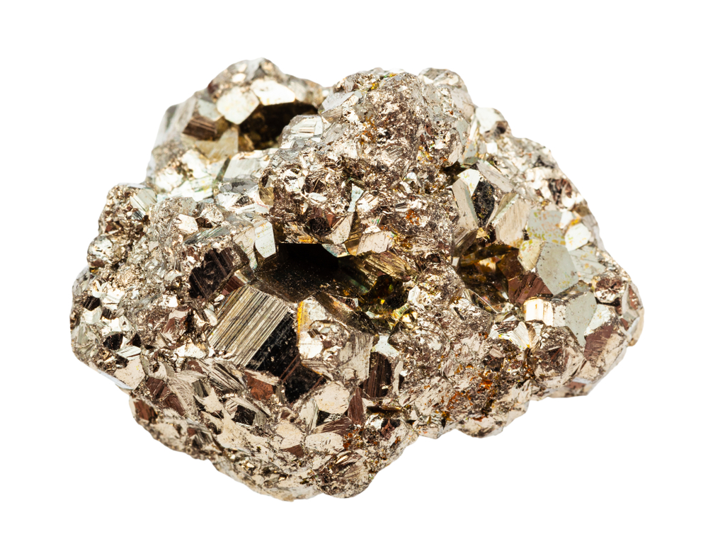 A piece of Pyrite on a white background