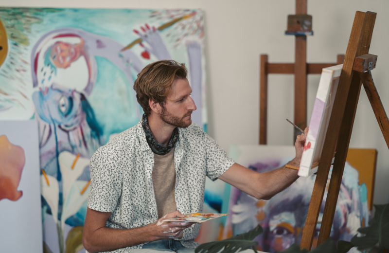 artistic man painting
