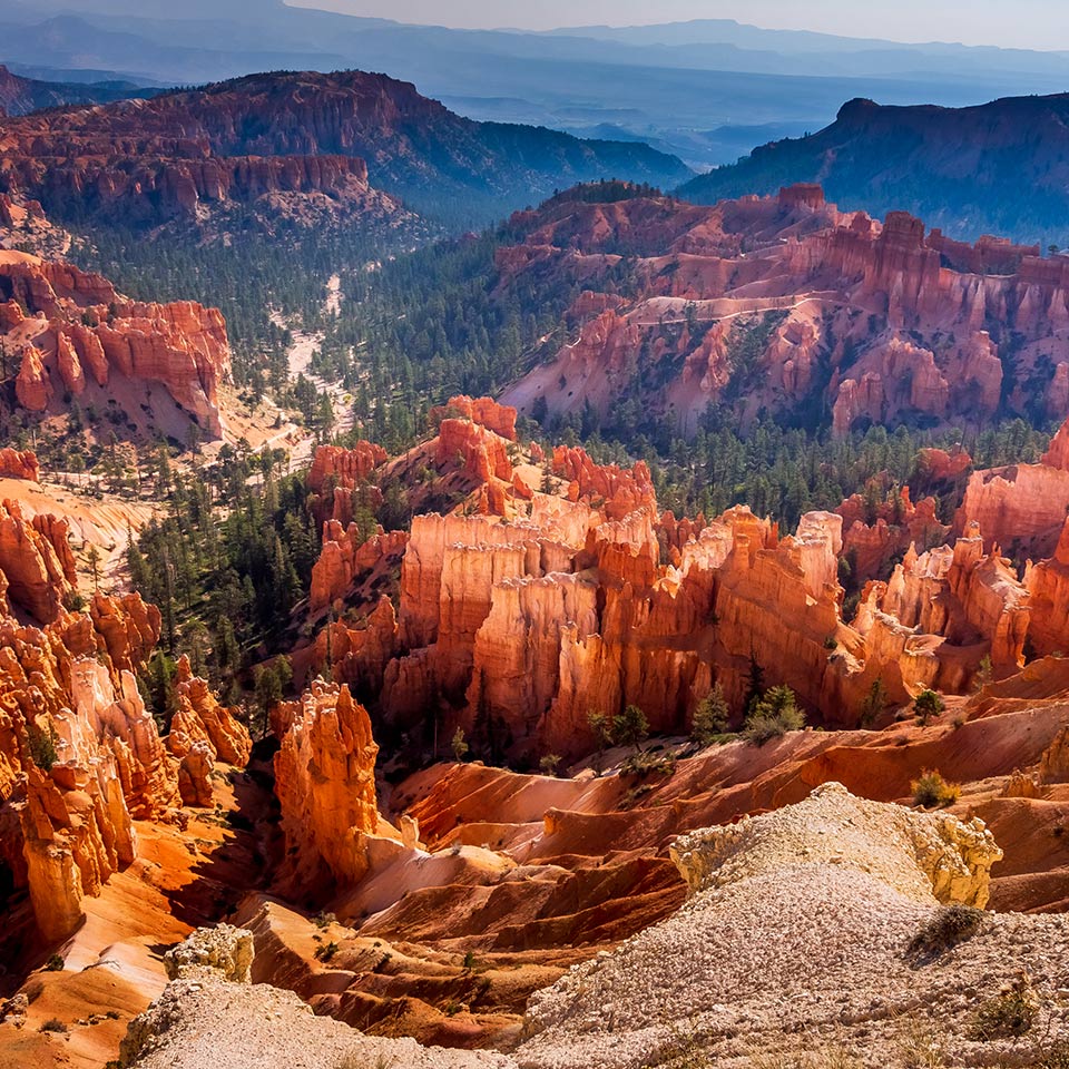 Southwest usa Bryce Canyon National Park (a rocky town of red-rose towers and needles in a closed amphitheater)