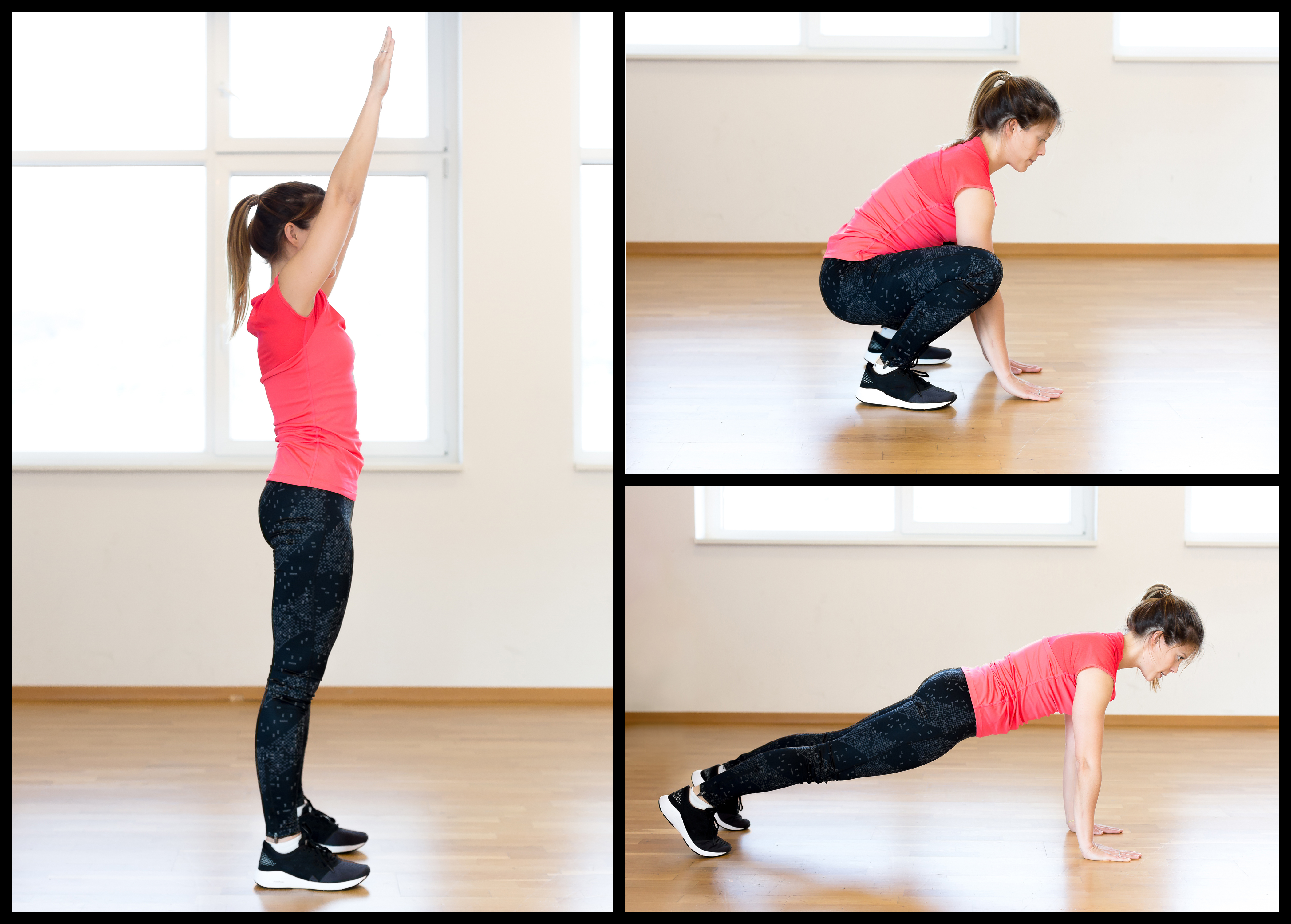 Woman doing burpees diagram 