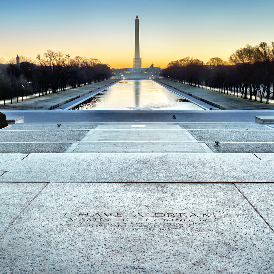 Lincoln Memorial, Washington DC and the "I Have a Dream" marker