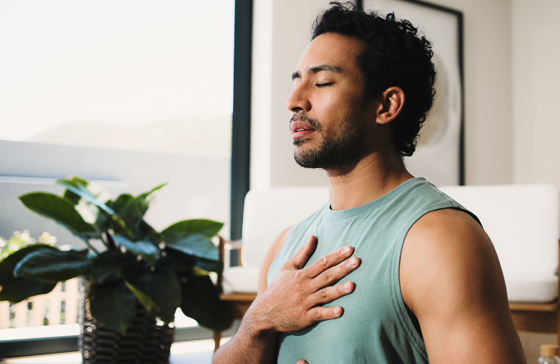man practicing mindfulness