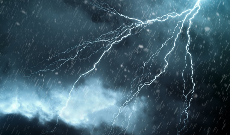 lightening storm and rain