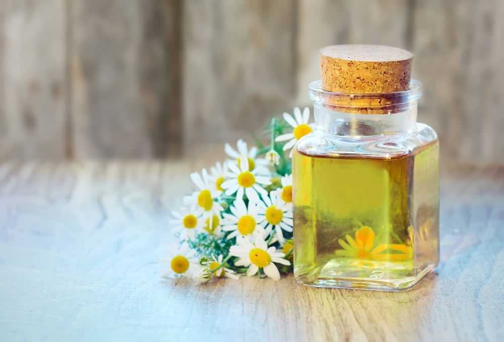 Chamomile oil in a small bottle