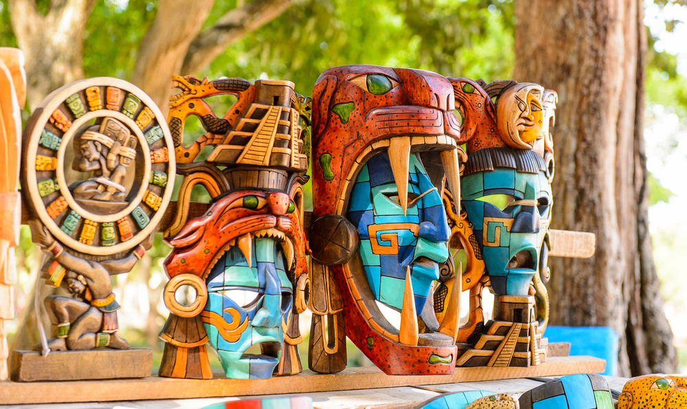 Image of three Mayan masks