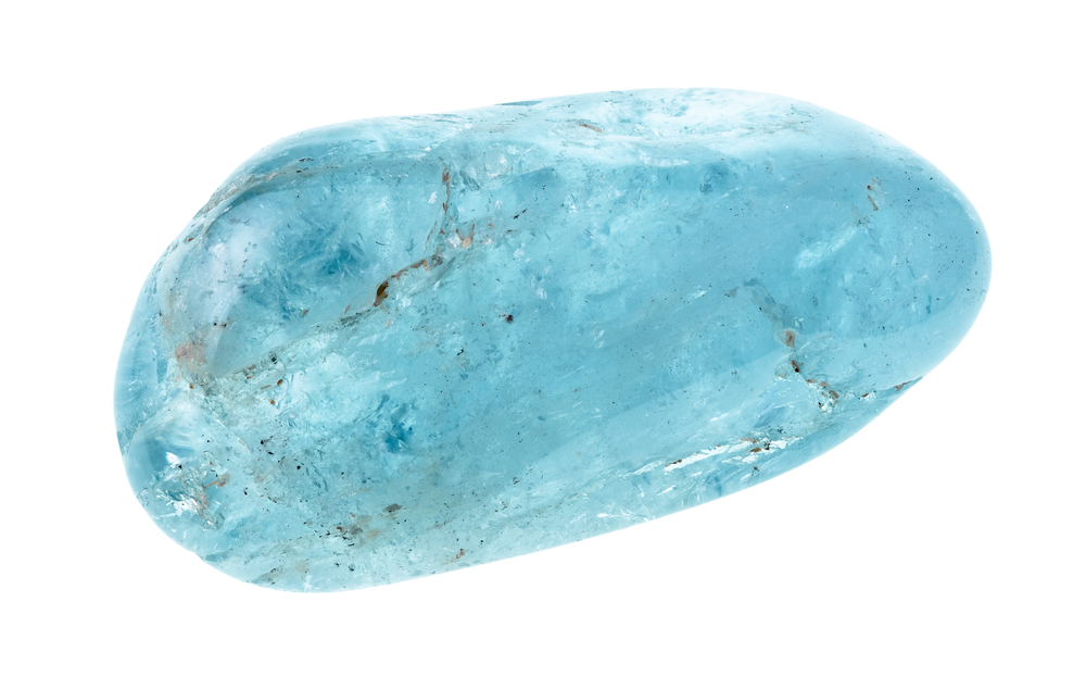 A piece of Aquamarine on a white background