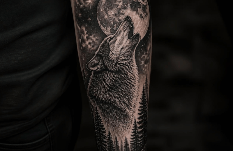 Wolf and Moon Tattoo Meaning