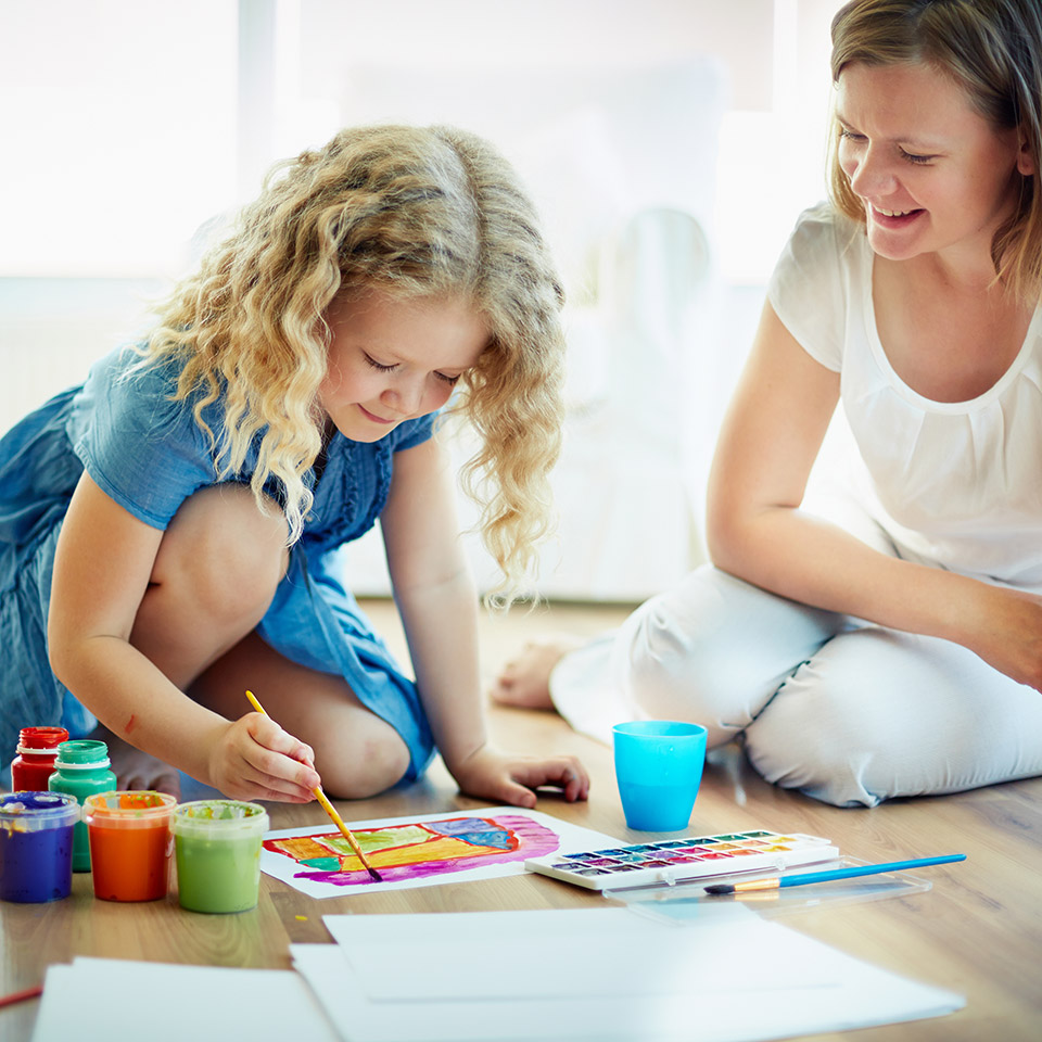 A child engaging in art therapy