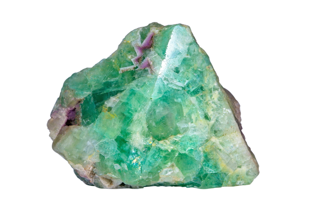 A piece of Green Flourite on a white background