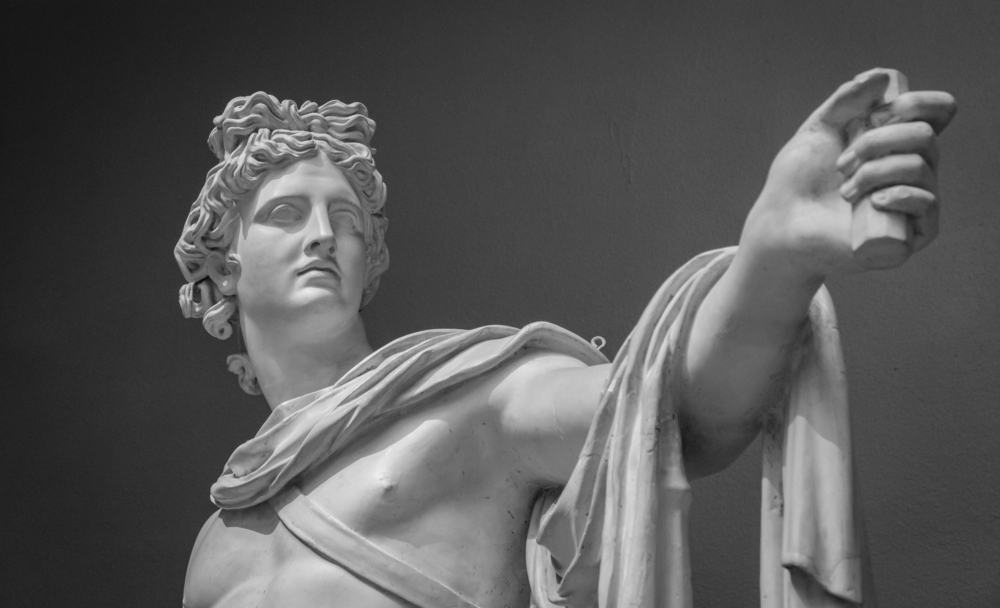 The top half of a statue of Apollo