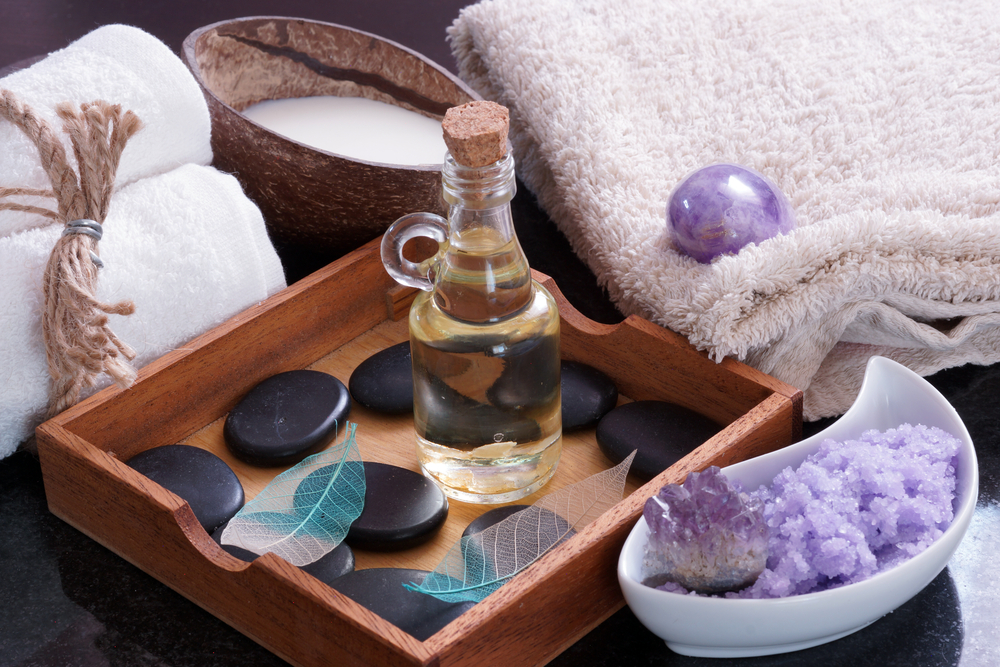 Hot stone massage stones and oils