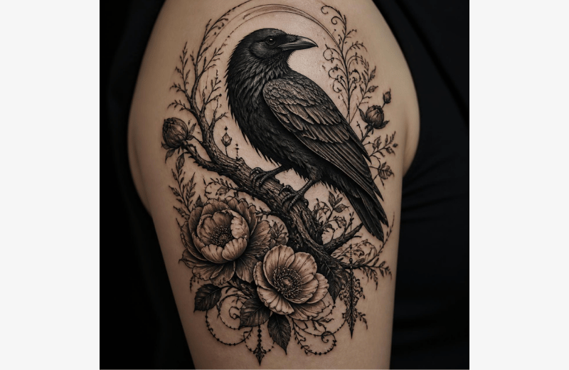 crow tattoo on arm