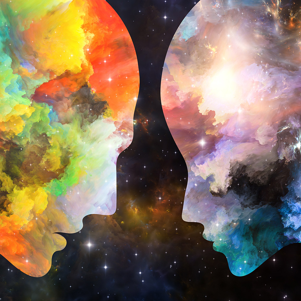 Illustration of two human faces in profile